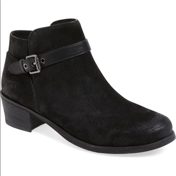 UGG Shoes - UGG Black Suede Ankle Boot with Buckle Detail, 9